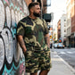 👕🌿 Herr kamouflagetryckt T-shirt & shorts set – Bomullsblandning, avslappnad passform & perfekt för utomhusbruk, sport eller lediga sommardagar 🩳
