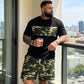 👕🌿 Herr kamouflagetryckt T-shirt & shorts set – Bomullsblandning, avslappnad passform & perfekt för utomhusbruk, sport eller lediga sommardagar 🩳