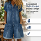 👖🌸 Avslappnad denimromper med knappar och fickor