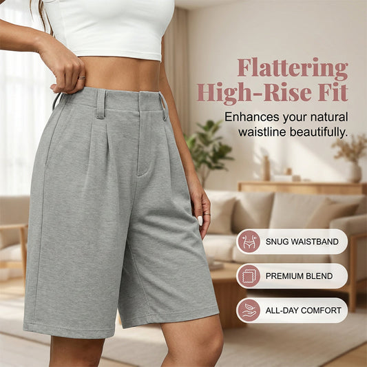👖🌸 Plisserade shorts med hög midja och fickor