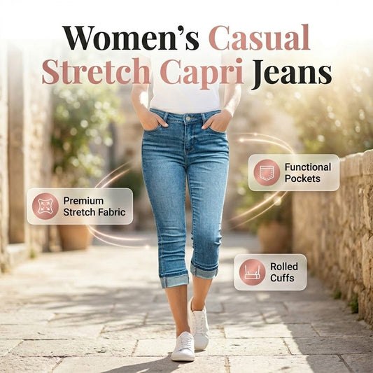 👖🌸 Stretch caprijeans med hög midja