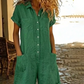 Kortärmad knäppt jumpsuit för dam