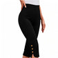 👖50 % RABATT! ✨Mageformande stretch-capribyxor – hög midja, 4-vägsstretch, eleganta detaljer 🌼