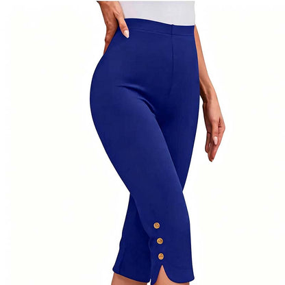👖50 % RABATT! ✨Mageformande stretch-capribyxor – hög midja, 4-vägsstretch, eleganta detaljer 🌼