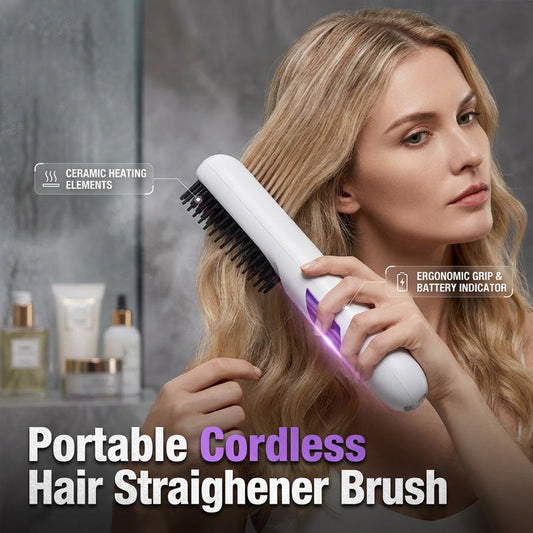 🔥 50% RABATT 💥 Kabelloser Keramik-Haarglätter-Bürste ✨ glättet & stylt in einem Schritt – schnell, schonend & salonähnliches Ergebnis zu Hause 💇‍♀️