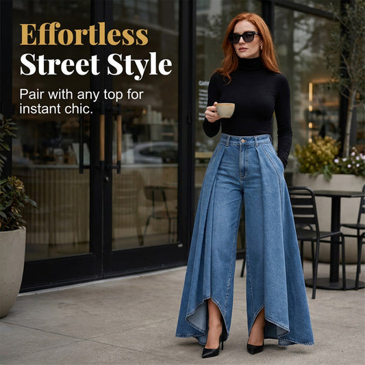 🔥 50% RABATT 👖✨ Avantgardistiska vida jeans med hög midja – modern design, smickrande passform & tidlös stil 💎