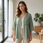 👚Damblus med V-ringning, spetskant och knappar – elegant vardagströja✨