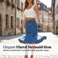 👗👖 Elegant högmidjad denimkjol med fiskstjärtfåll