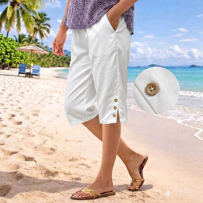 ☀️👖 Capribyxor med resår, fickor och knappar