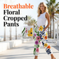 👖🌸 Blommiga cropbyxor med dragsko och fickor
