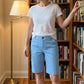 👖🌸 Höga midjan shorts med fickor i bomull