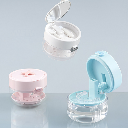 🧼🦷 Litet förvaringsetui för tandställning – med ventilation & lock – perfekt för resan 🎒