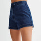 Casual-set i denim för dam, bestående av en ärmlös topp och shorts