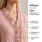 👚✨Casual blus med V-ringning och volangkant för damer – Enkel och feminin vardagsstil🌸