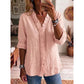 👚✨Casual blus med V-ringning och volangkant för damer – Enkel och feminin vardagsstil🌸
