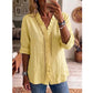 👚✨Casual blus med V-ringning och volangkant för damer – Enkel och feminin vardagsstil🌸