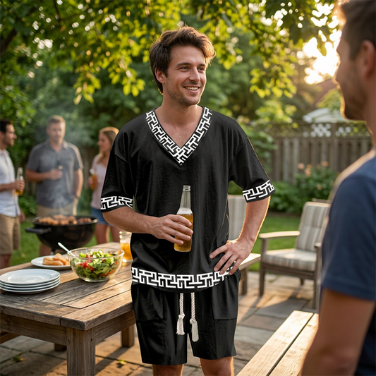 👕☀️2-delat set med casual-tröja och shorts för män – bekvämlighet och stil utan ansträngning 🔥