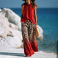 Chic halterneck leopardmönstrat byxset