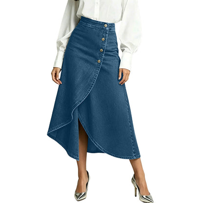 💙👗 Högmidjad asymmetrisk denimkjol