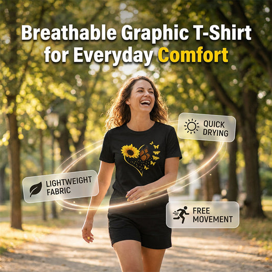 🌻👚 Avslappnat solrosprint T-shirt set