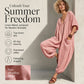 Löst sittande jumpsuit med V-ringning för damer, sommar