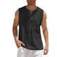 👕🌿 Ärmlös snör-V-ringad tanktop för män