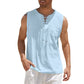 👕🌿 Ärmlös snör-V-ringad tanktop för män