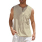 👕🌿 Ärmlös snör-V-ringad tanktop för män