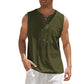 👕🌿 Ärmlös snör-V-ringad tanktop för män