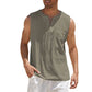 👕🌿 Ärmlös snör-V-ringad tanktop för män