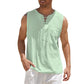 👕🌿 Ärmlös snör-V-ringad tanktop för män