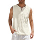 👕🌿 Ärmlös snör-V-ringad tanktop för män