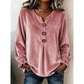 👚 Löst sittande blus med V-ringning för damer – mjuk sammet, lång ärm & andningsbar