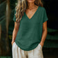👕☀️🌿 BEGRÄNSAT ERBJUDANDE – 50% RABATT! Dam T-shirt med V-hals för sommar – Mjuk bomullsblandning, luftig och lätt – Perfekt för avslappnade dagar, ärenden och lugna helgmorgnar 🌸😌