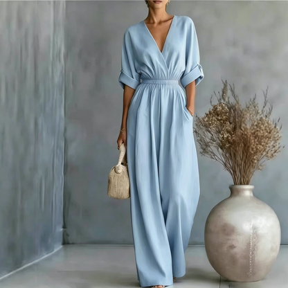✨ Elegant vida ben jumpsuit med V-hals för kvinnor