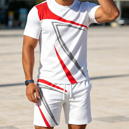 2-delat set med sommar-T-shirt och shorts för män