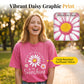 Unisex-T-shirt i lös passform med vintage-tvättat daisy-mönster