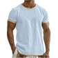 T-shirt med kontrastkant och rund halsringning för män