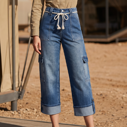 👖 50% RABATT NU! 🌿 Casual Cargobyxor med Vida Ben för Damer – Rymliga Fickor & Justerbar Midja – Perfekt för Vardag & Utflykter ☀️