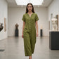 Jumpsuit för män i ledig stil med korta ärmar och vida ben