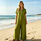 Jumpsuit för män i ledig stil med korta ärmar och vida ben