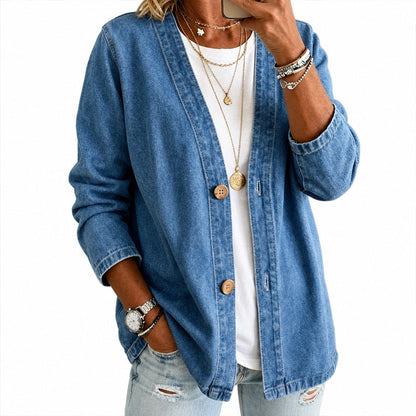 Nyhet✨ 💙 Mjuk och andningsbar denimjacka– ledig silhuett för lager-på-lager-styling