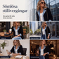 Damens elegant ribbstickad kappa med jeansdetaljer