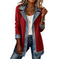 Damens elegant ribbstickad kappa med jeansdetaljer