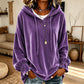 Dam ledig sweatshirt i sammet med huva