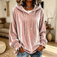 Dam ledig sweatshirt i sammet med huva