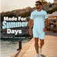 2-delat set med T-shirt och shorts för män i fritidsstil
