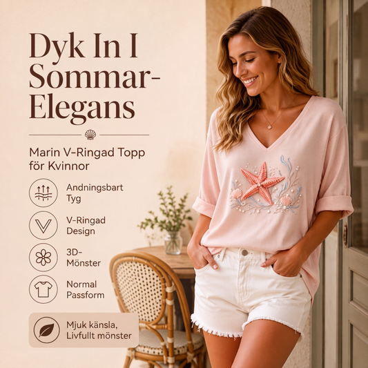 💕T-tröja med V-ringning och tryck för kvinnor