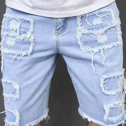 🩳 50 % RABATT! 🔥 Ripped-jeansshorts för män med fransdetaljer – avslappnad stil och bekväm passform☀️