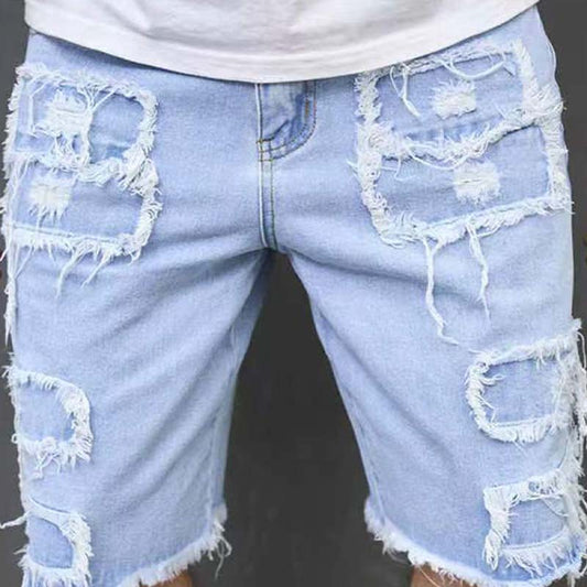 🩳 50 % RABATT! 🔥 Ripped-jeansshorts för män med fransdetaljer – avslappnad stil och bekväm passform☀️